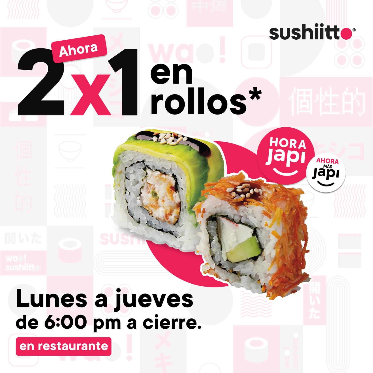 Promoción 2x1 en rollos en restaurante